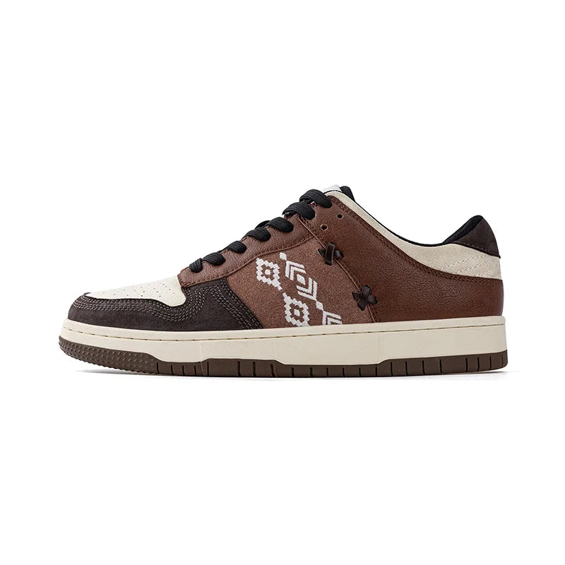 MRA™ Retro Brown Embroidered Sneakers