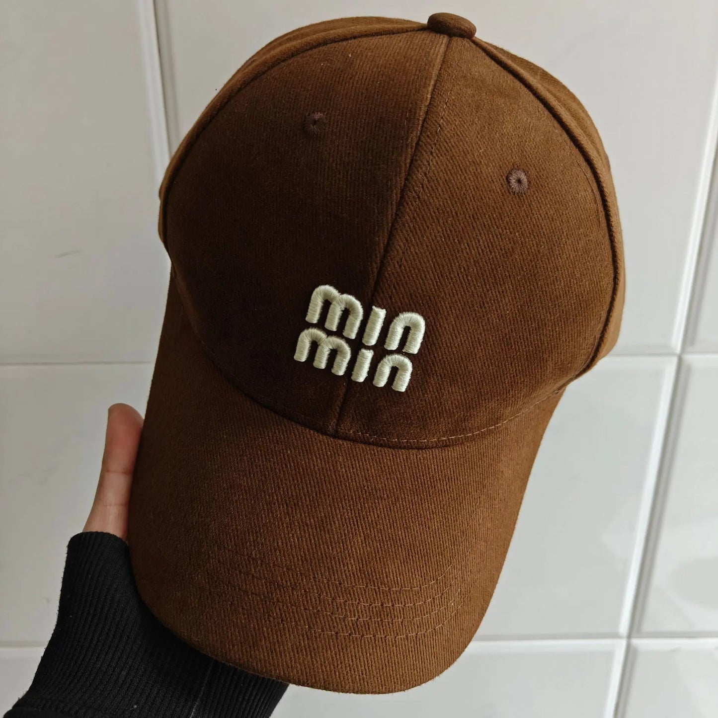 Brown Minimalist Embroidered Hard-Top Baseball Cap