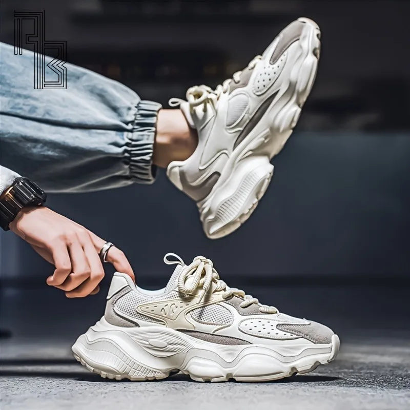 Men’s Cream Chunky Sole Casual Sneakers