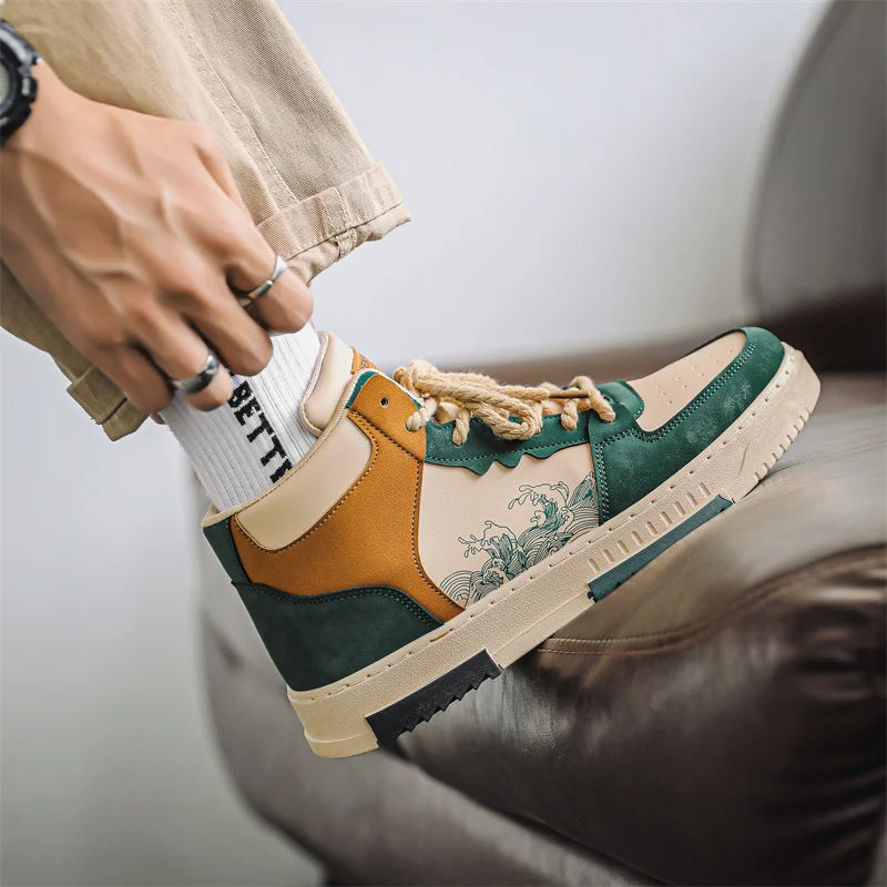 WaveLine™ Forest Green High-Top Sneakers
