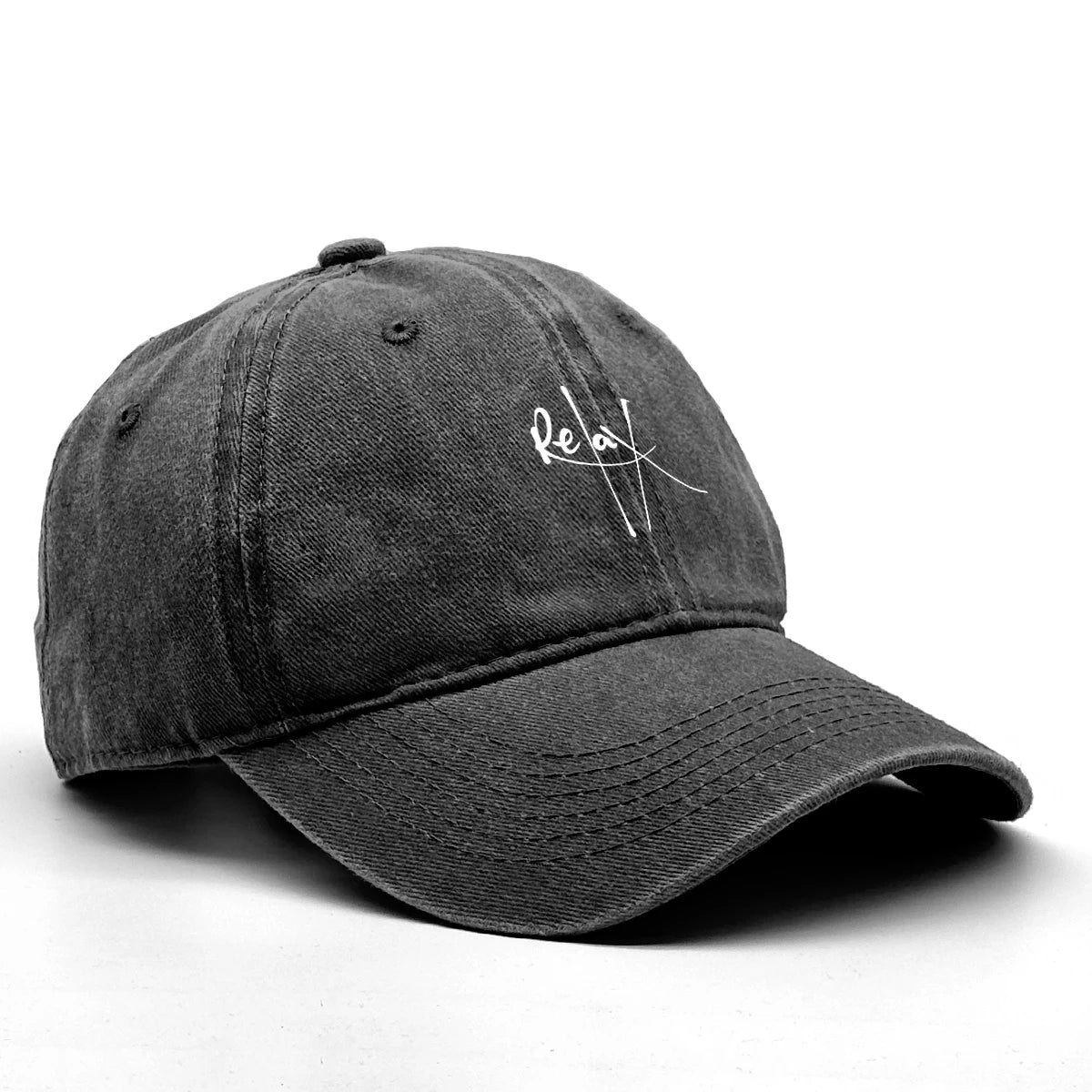 Relax Vintage Washed Baseball Cap – Black