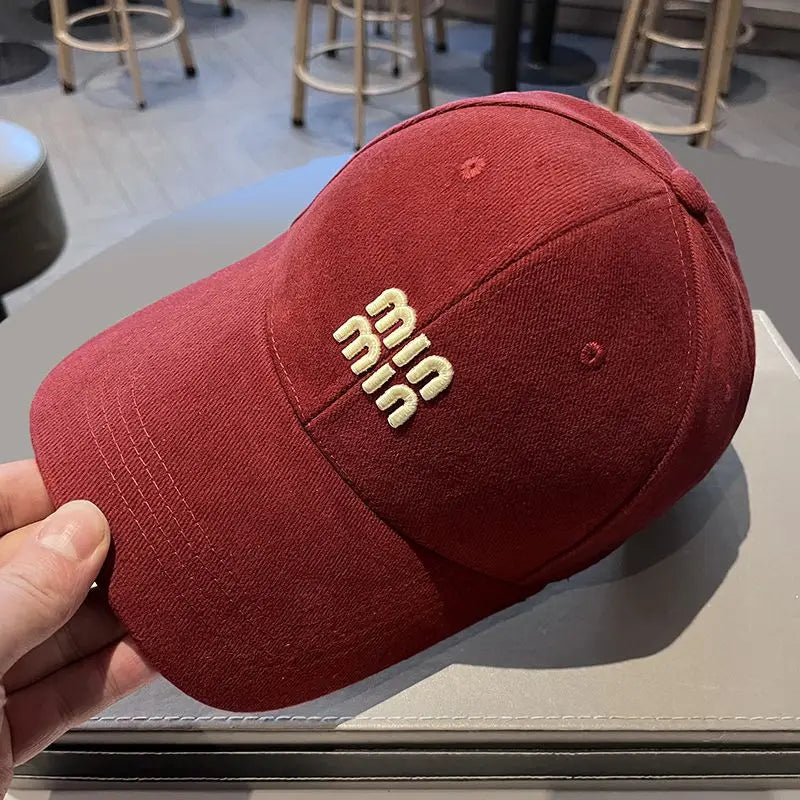 Red Minimalist Embroidered Hard-Top Baseball Cap