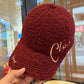 Red Winter Embroidery Letter Baseball Cap