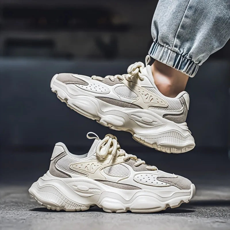 Men’s Cream Chunky Sole Casual Sneakers
