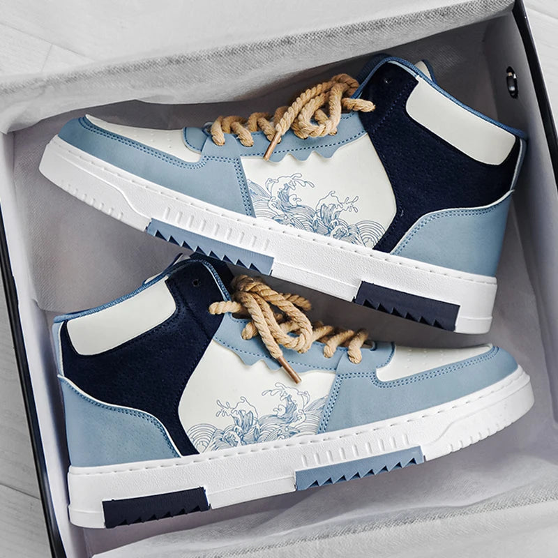 WaveLine™ Light Blue High-Top Sneakers