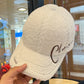 White Winter Embroidery Letter Baseball Cap