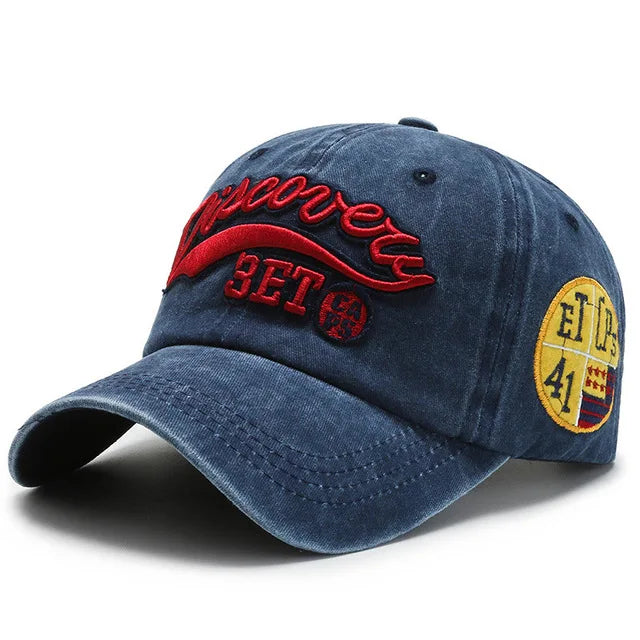 Navy Red Discover Vintage Baseball Cap