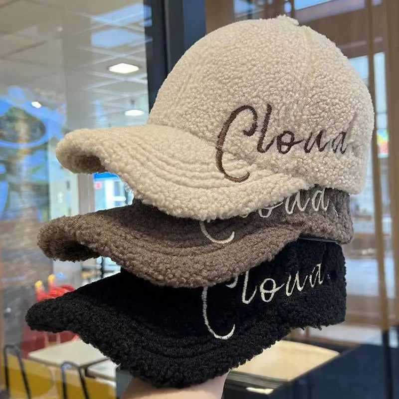 Pink Winter Embroidery Letter Baseball Cap