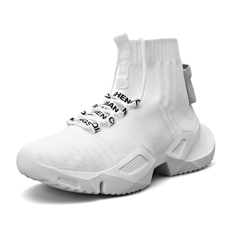 Men’s White High-Top Mesh Running Sneakers