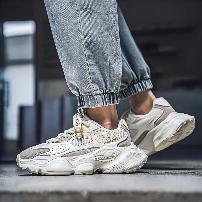 Men’s Cream Chunky Sole Casual Sneakers