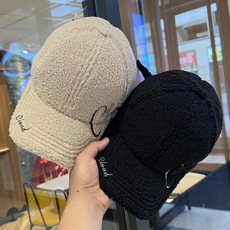 Beige Winter Embroidery Letter Baseball Cap