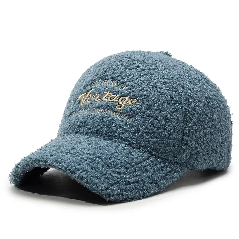 Blue Teddy Plush Warm Baseball Cap