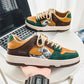 Waveprint Retro Skate Sneaker – Green & Brown