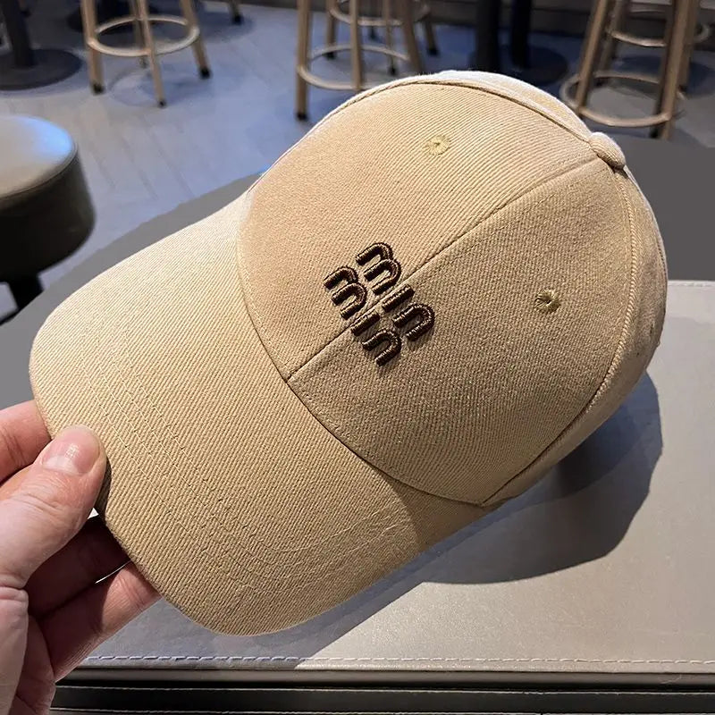 Beige Minimalist Embroidered Hard-Top Baseball Cap