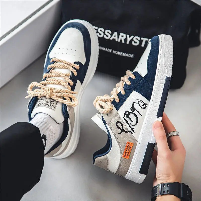 Men’s Blue Canvas Low-Top Sneakers
