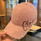 Pink Winter Embroidery Letter Baseball Cap
