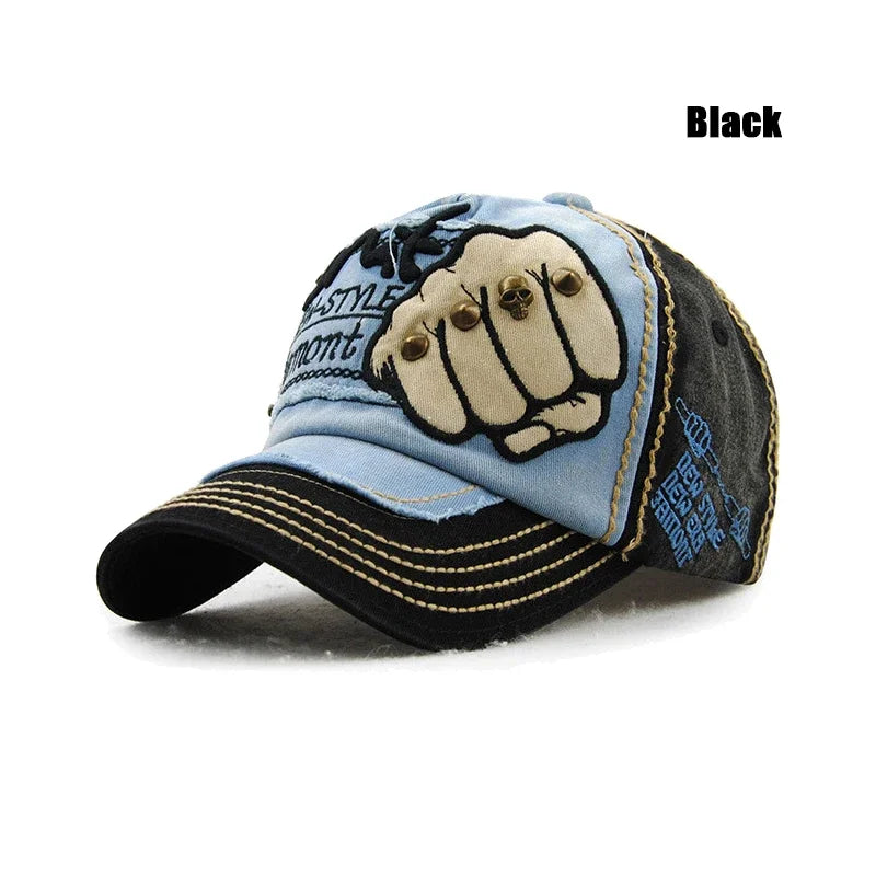 Black Fist Rivet Patch Baseball Cap