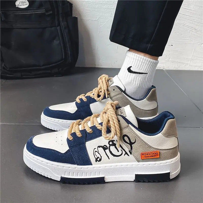 Men’s Blue Canvas Low-Top Sneakers