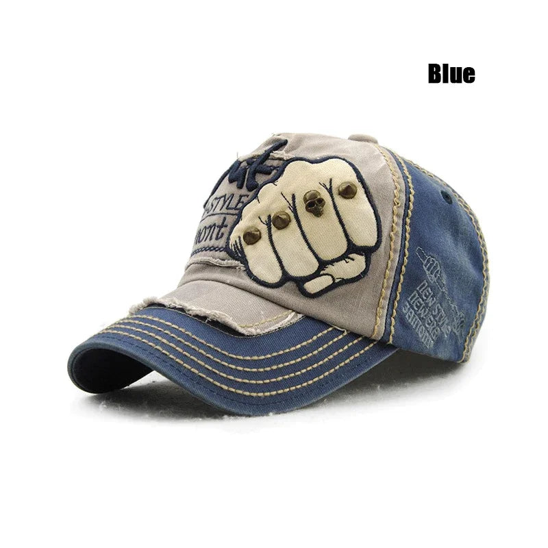 Blue Fist Rivet Patch Baseball Cap